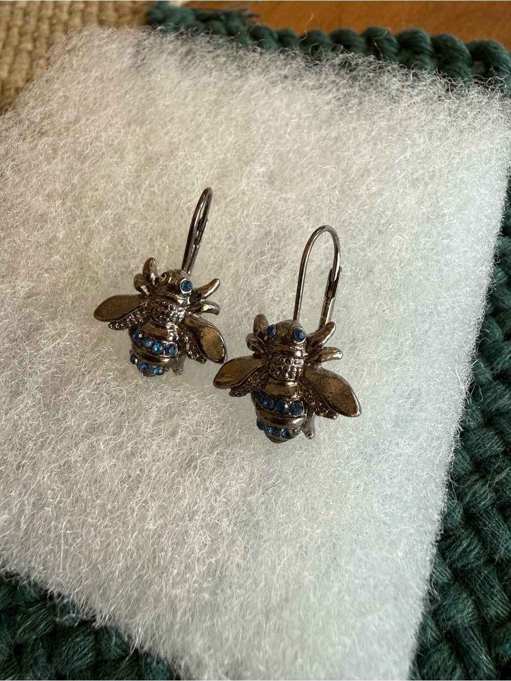 Blue Crystal Bee Drop Earrings - Women's Jewelry